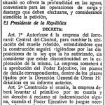 Decreto nacional mediante el cual el Presidente Figueroa Alcorta autorizaba la construcción del nuevo muelle que sería el actual Muelle Comandante Luis Piedra Buena.